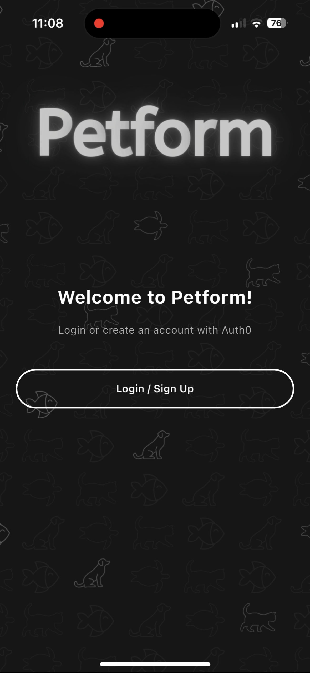 PetForm Home Screen